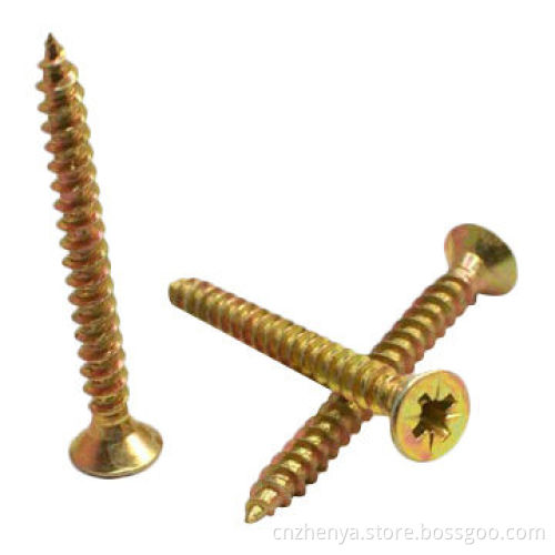 DIN 7505 chipboard screw with yellow zinc plated